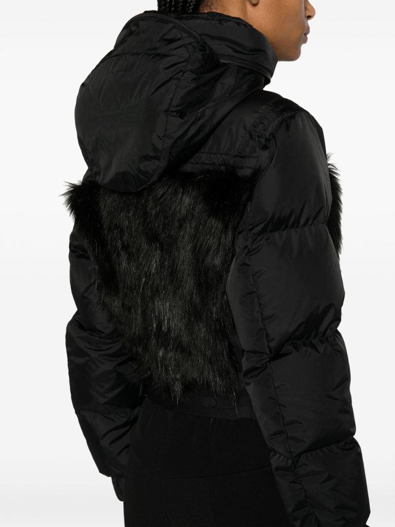 Black Faux-fur Trimmed Padded Ski Jumpsuit