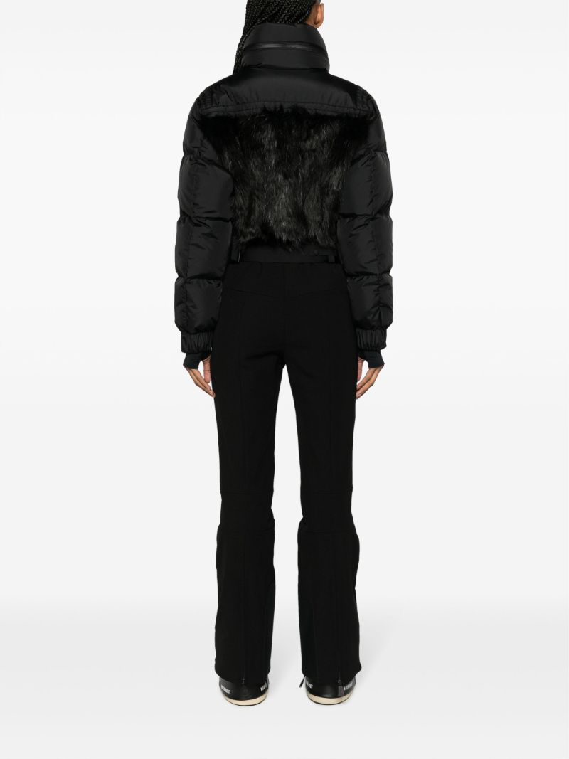 Black Faux-fur Trimmed Padded Ski Jumpsuit