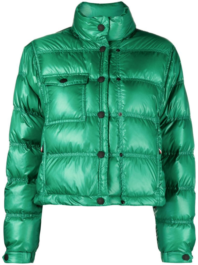 Green Anras Quilted Bomber Jacket