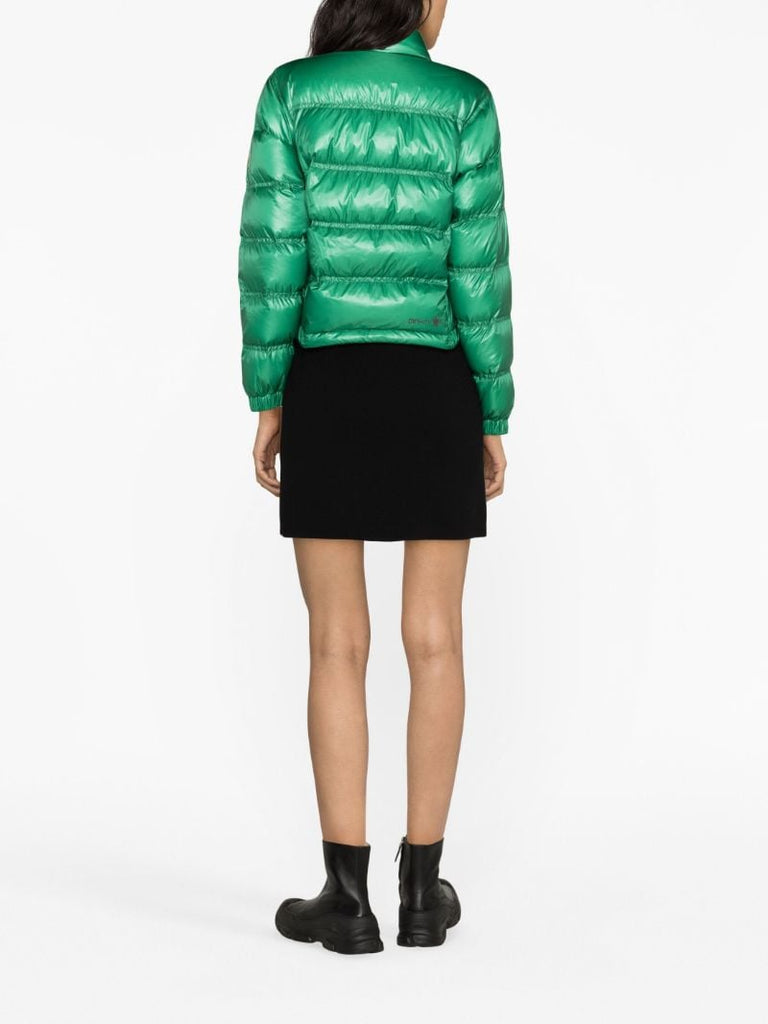 Green Anras Quilted Bomber Jacket