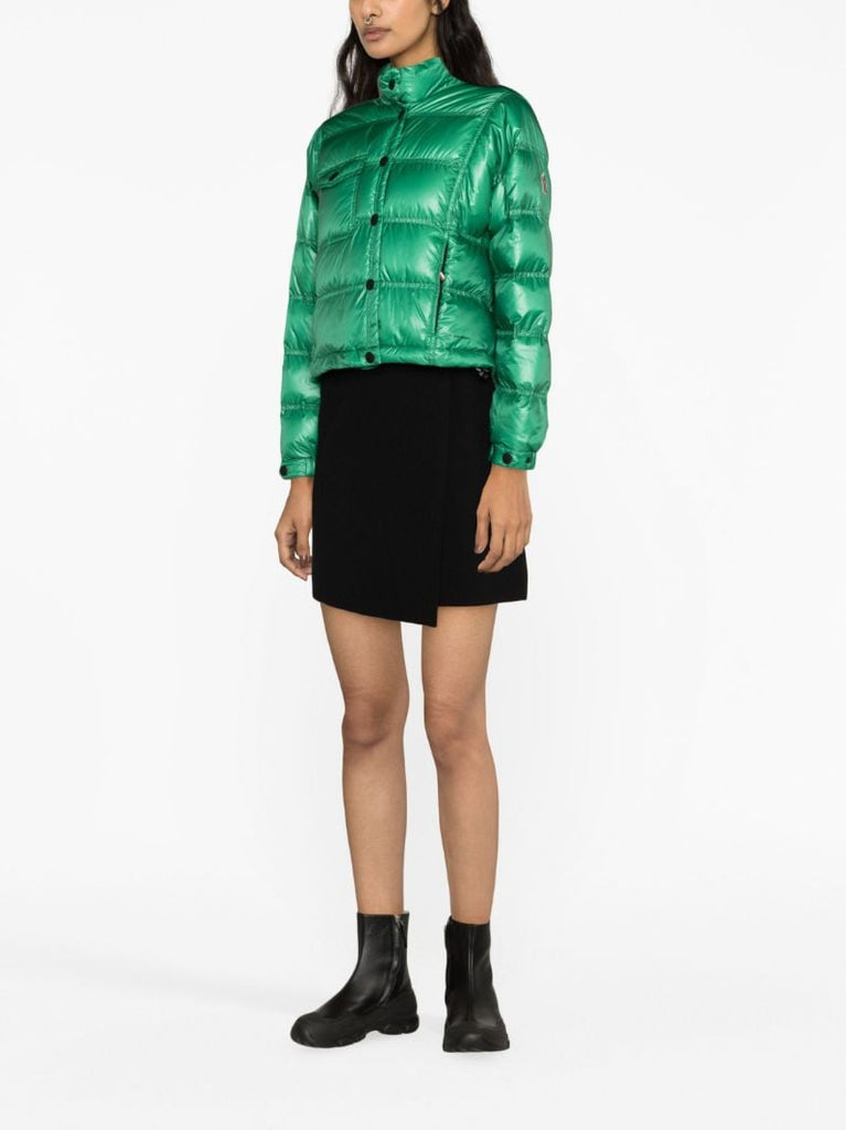Green Anras Quilted Bomber Jacket
