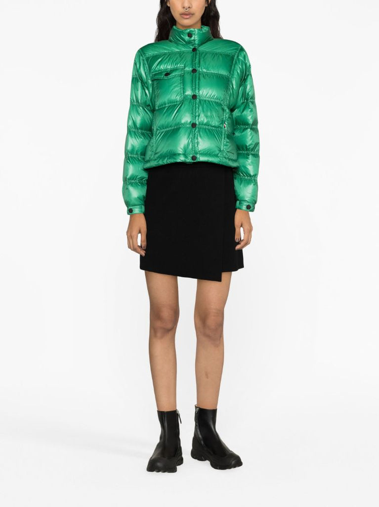 Green Anras Quilted Bomber Jacket