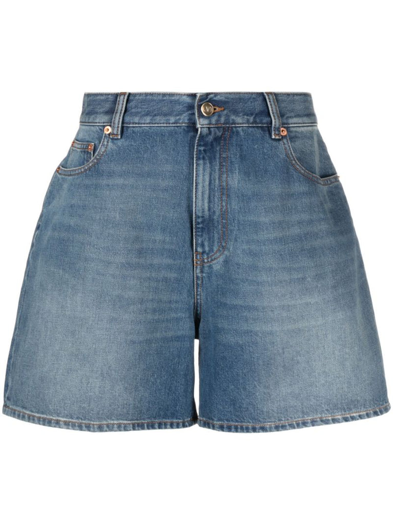Blue High-waist Denim Shorts