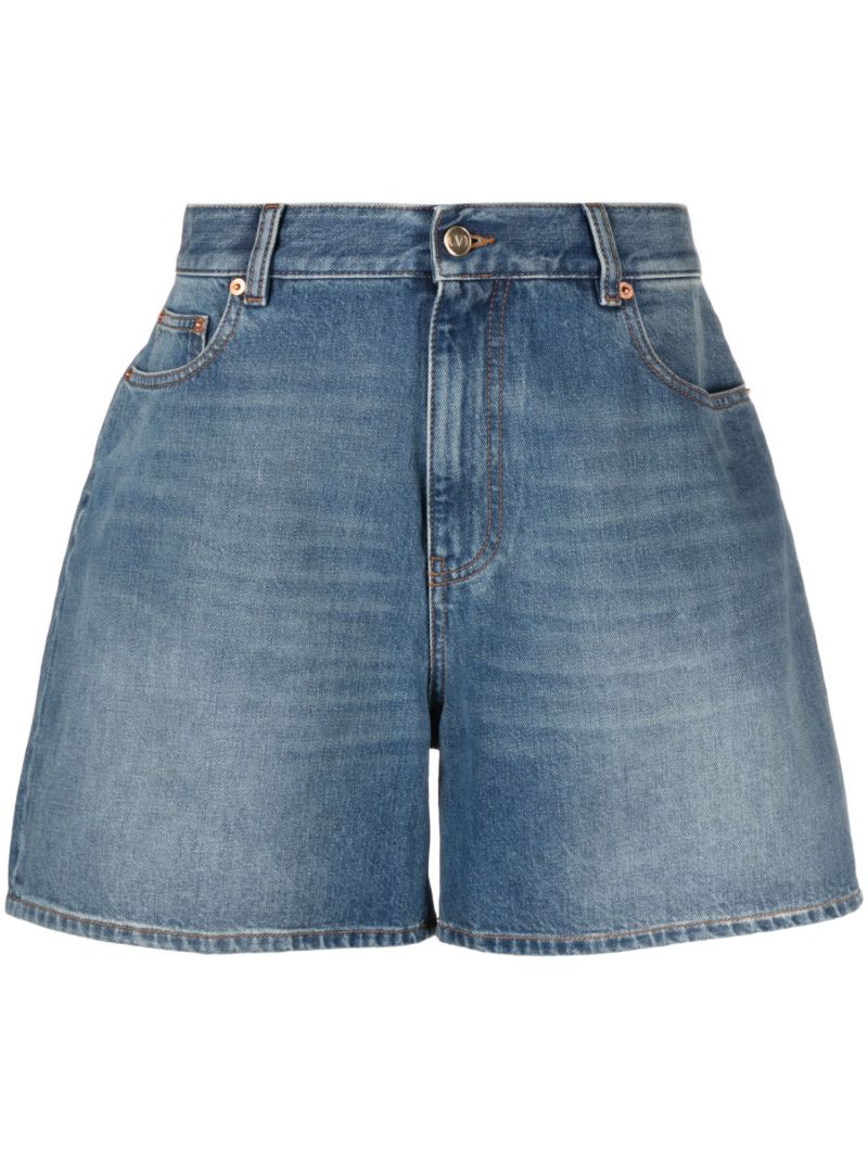 Blue High-waist Denim Shorts