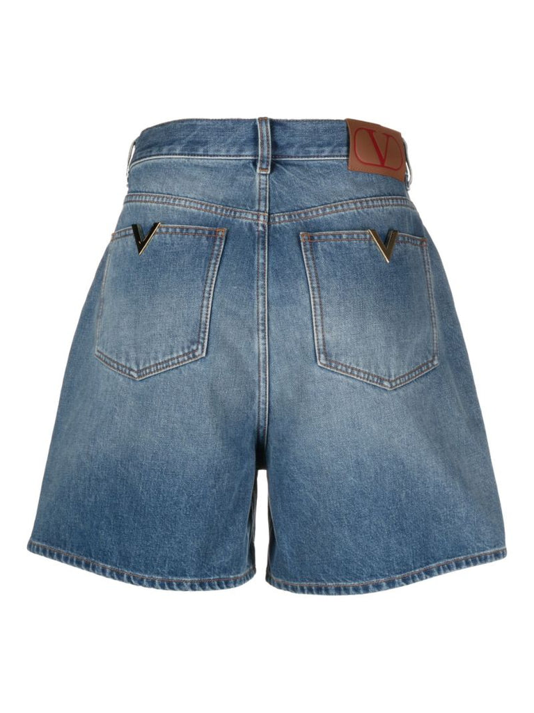 Blue High-waist Denim Shorts
