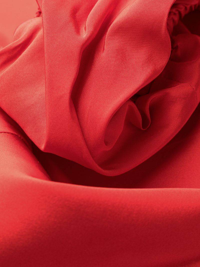 Red Off-the-shoulder Silk Mini Dress