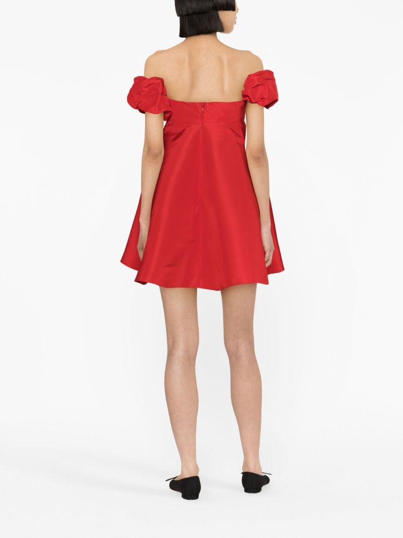 Red Off-the-shoulder Silk Mini Dress