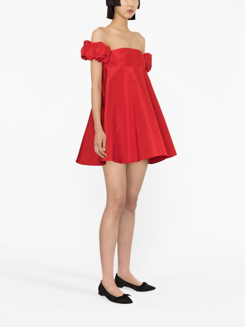 Red Off-the-shoulder Silk Mini Dress