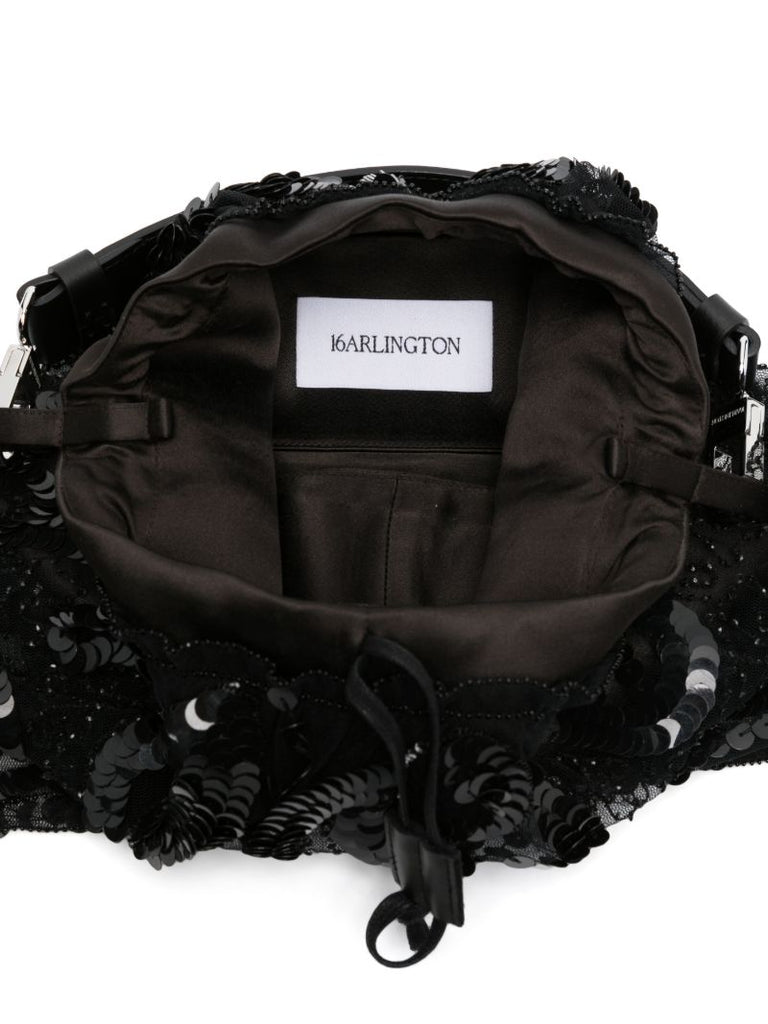 Black Agatha Sequin-embellished Top Handle Bag