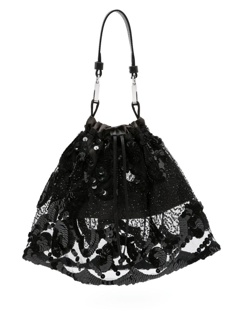 Black Agatha Sequin-embellished Top Handle Bag