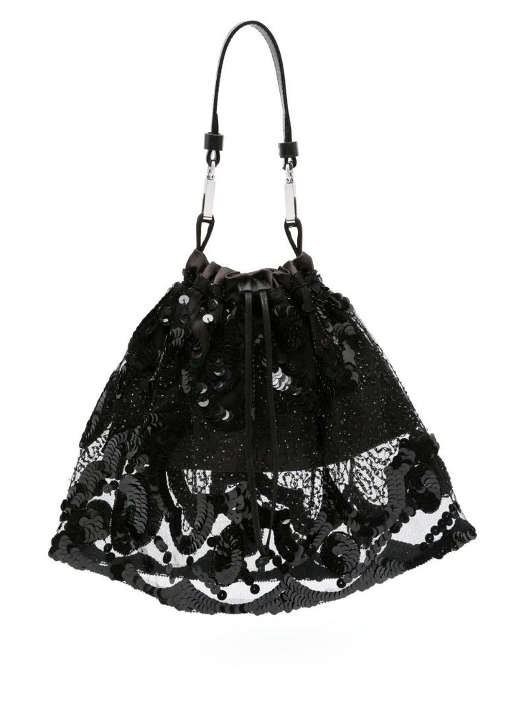 Black Agatha Sequin-embellished Top Handle Bag