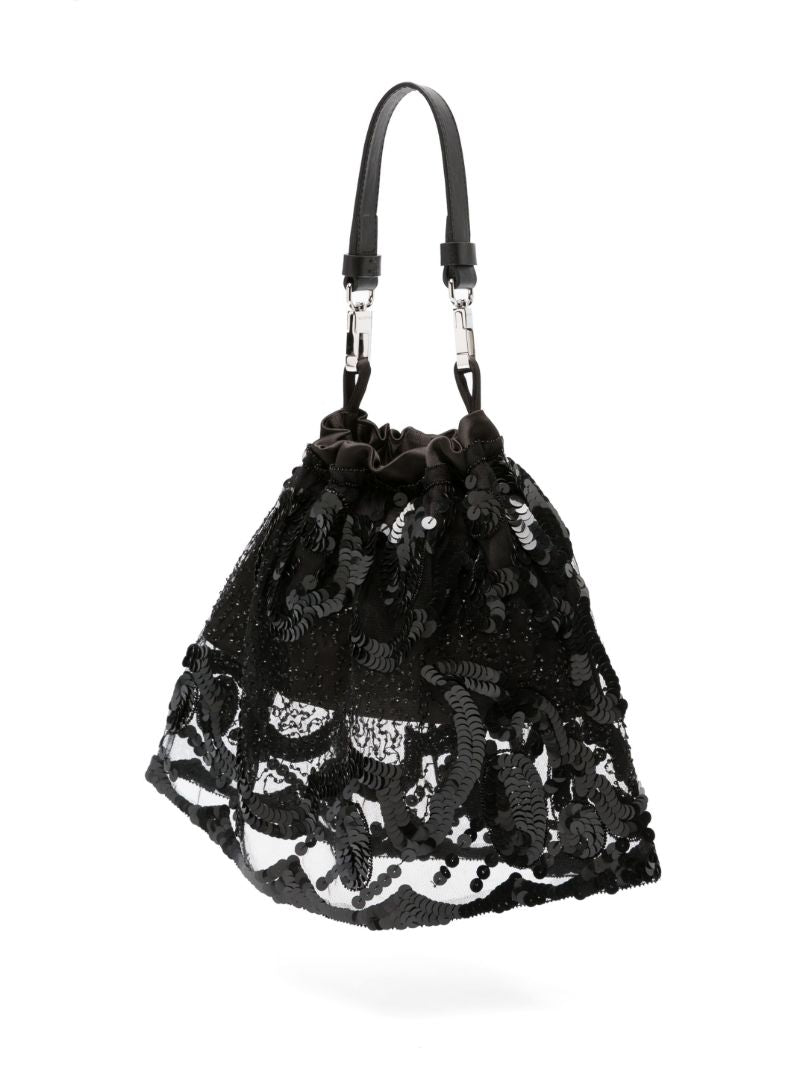 Black Agatha Sequin-embellished Top Handle Bag