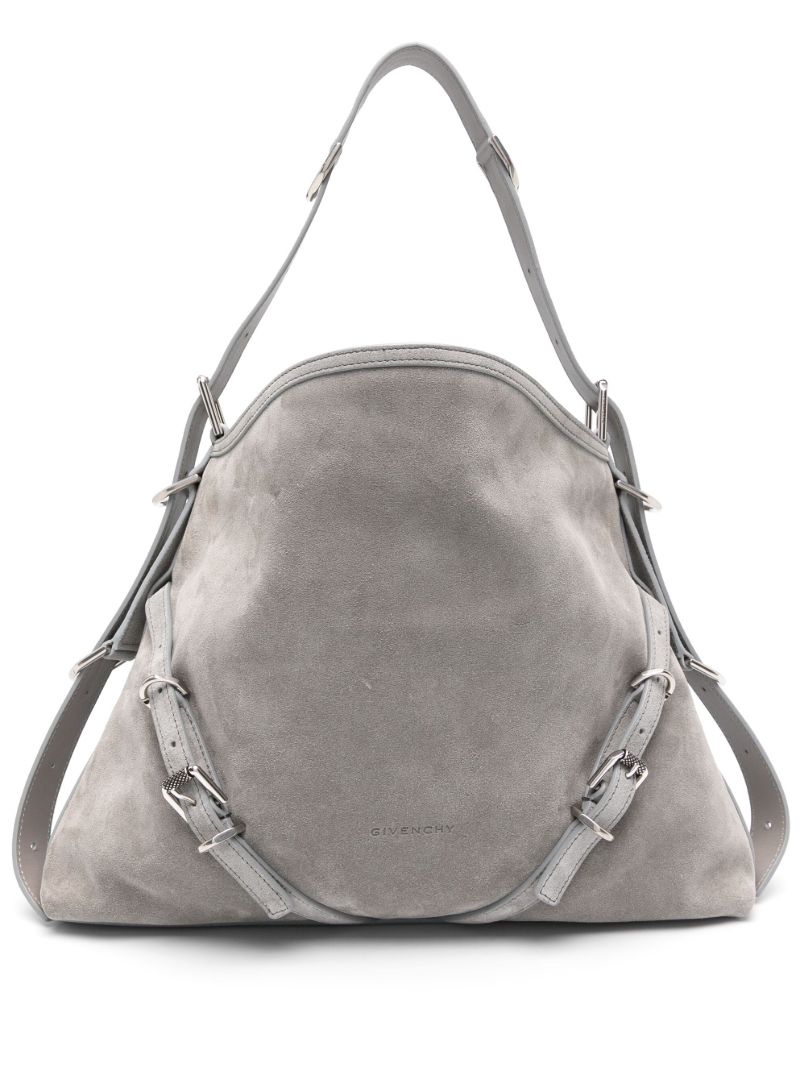 Grey Voyou Medium Suede Tote Bag