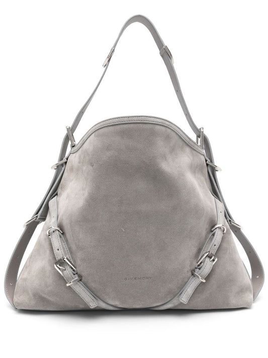 Grey Voyou Medium Suede Tote Bag