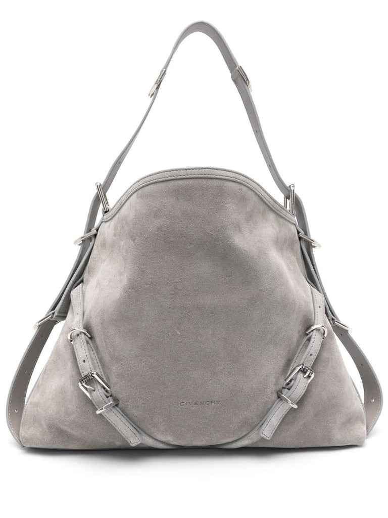 Grey Voyou Medium Suede Tote Bag