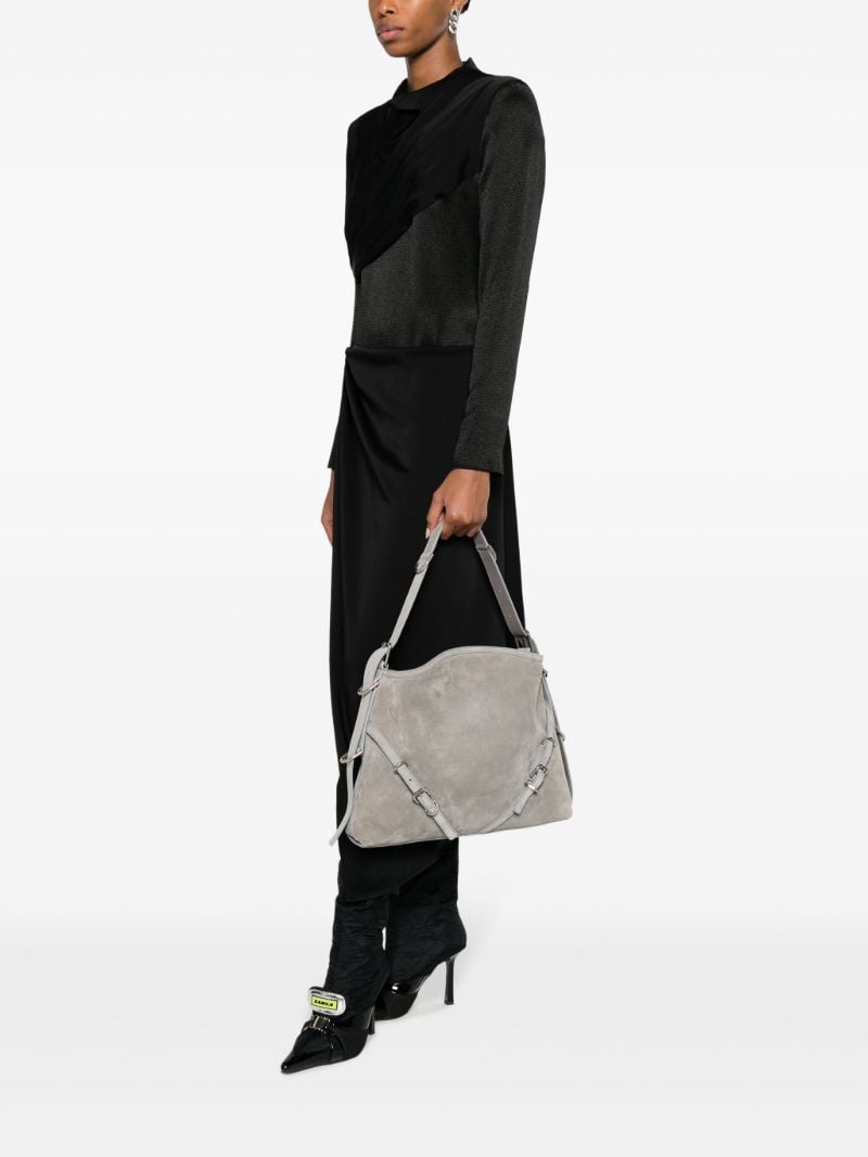 Grey Voyou Medium Suede Tote Bag