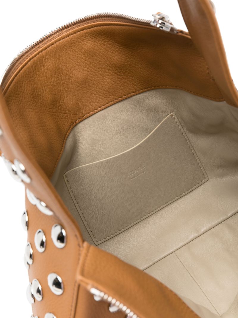 Brown Elena Studded Leather Shoulder Bag
