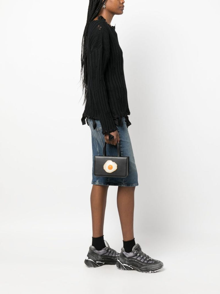 Black Egg Small Leather Top-handle Bag