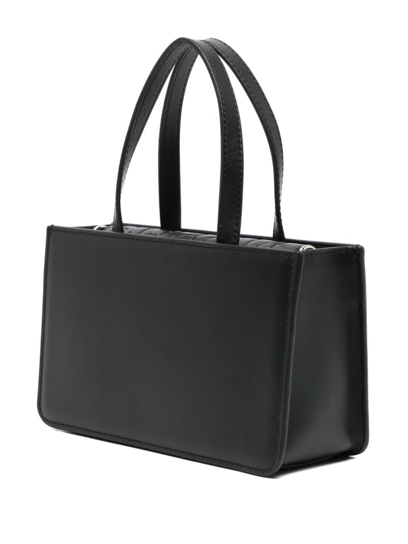 Black Rose Small Leather Top Handle Bag