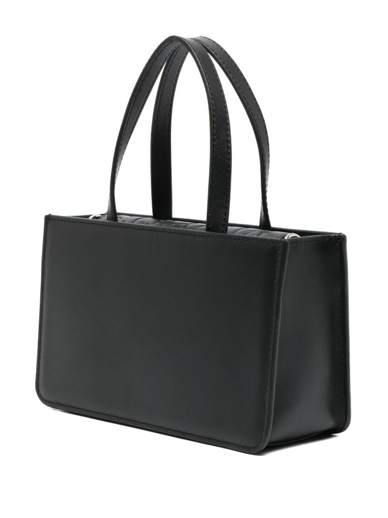 Black Rose Small Leather Top Handle Bag