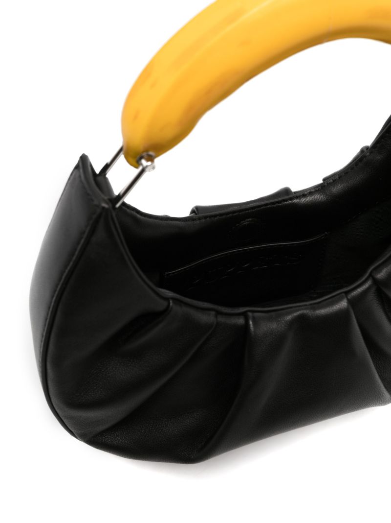 Black Banana Leather Top-handle Bag