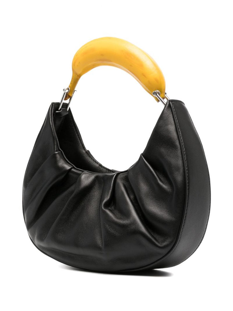 Black Banana Leather Top-handle Bag