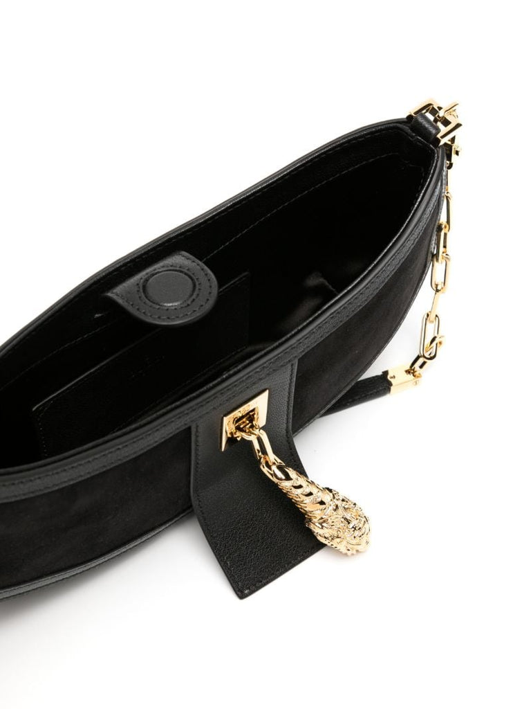 Black Tiger Head Small Suede Shoulder Bag