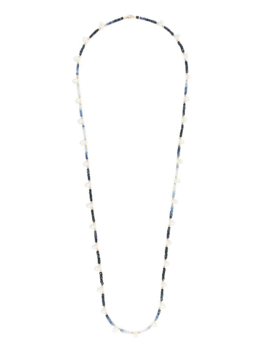 14k Yellow Gold Arizona Sapphire and Pearl Necklace