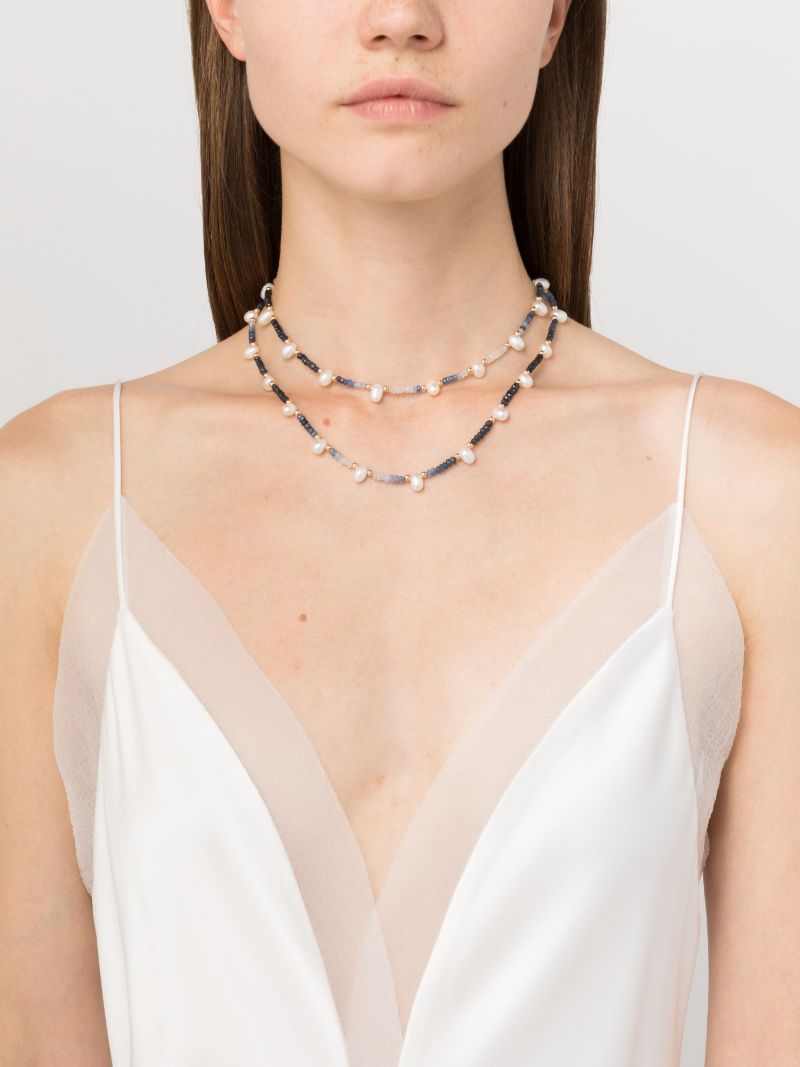 14k Yellow Gold Arizona Sapphire and Pearl Necklace