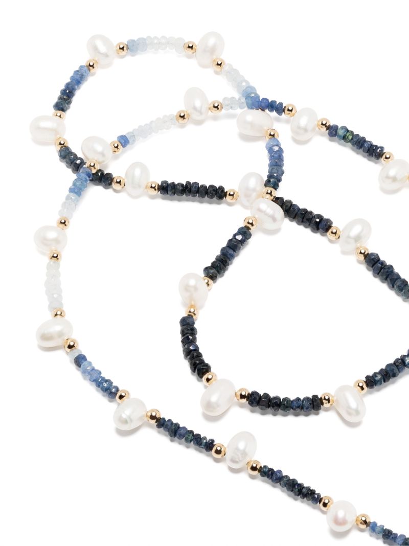 14k Yellow Gold Arizona Sapphire and Pearl Necklace