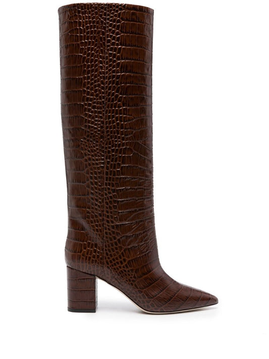 Brown Anja 70 Crocodile-effect Boots