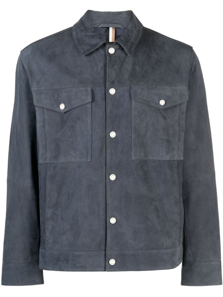 Blue Montheo Suede Shirt Jacket