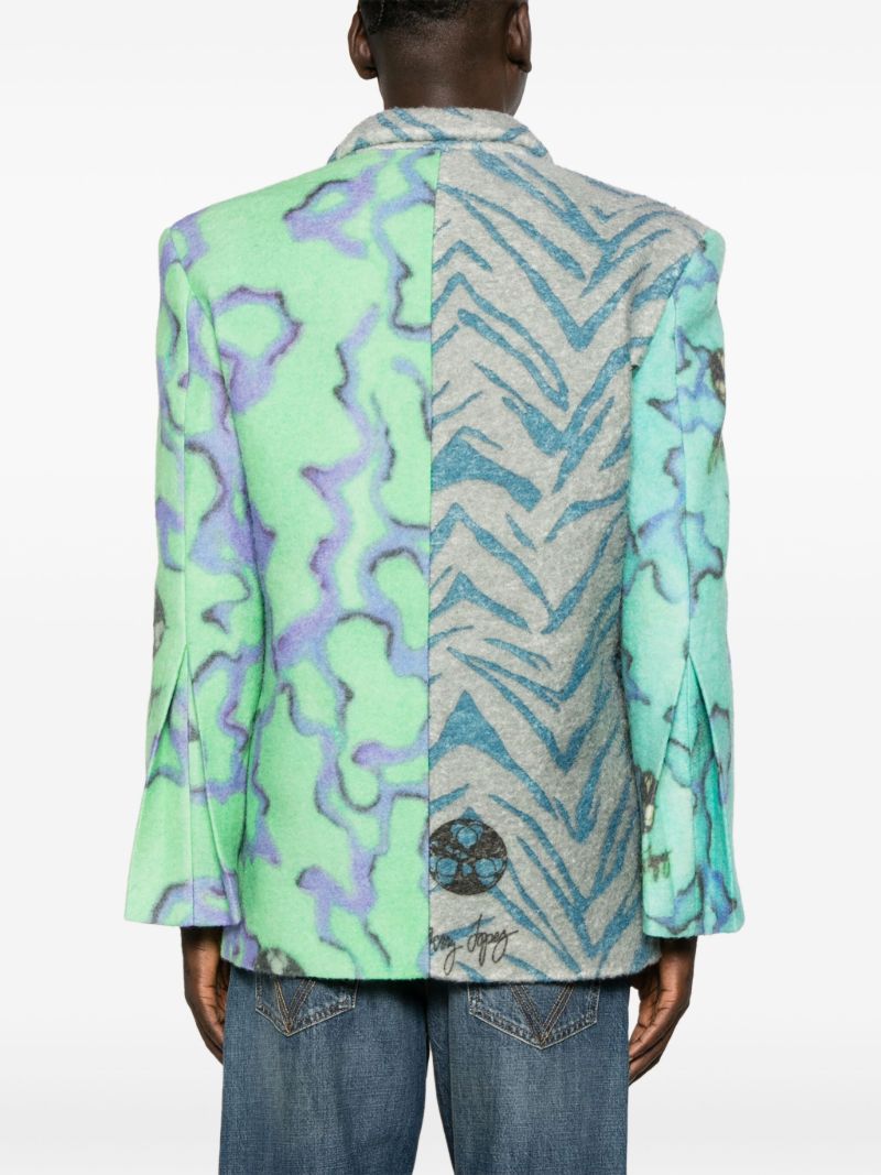Multicoloured Floral-print Double-breasted Blazer