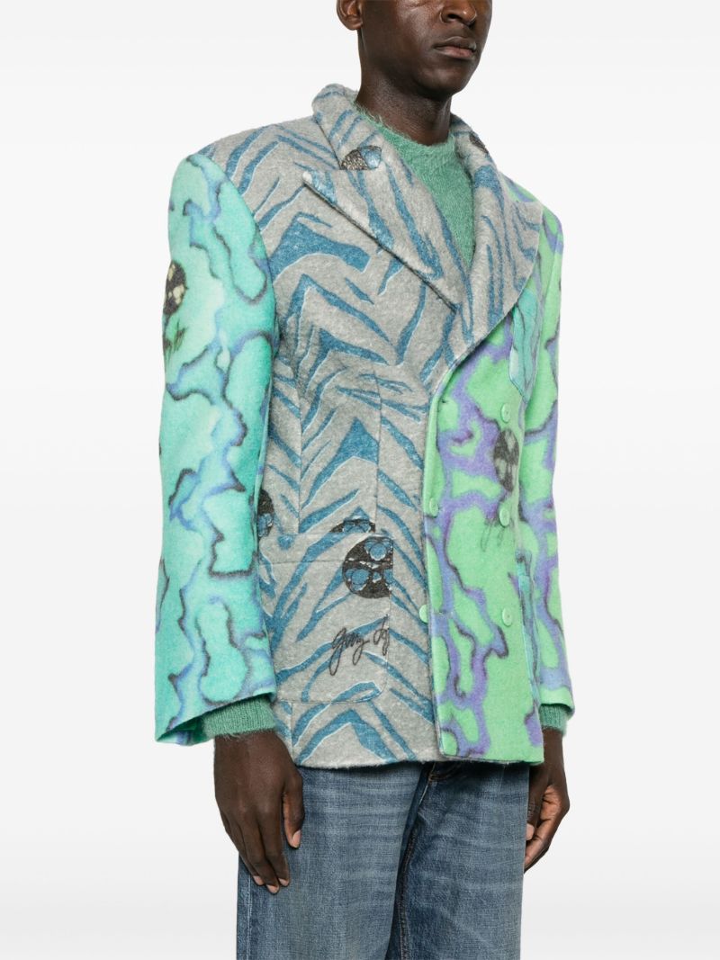 Multicoloured Floral-print Double-breasted Blazer
