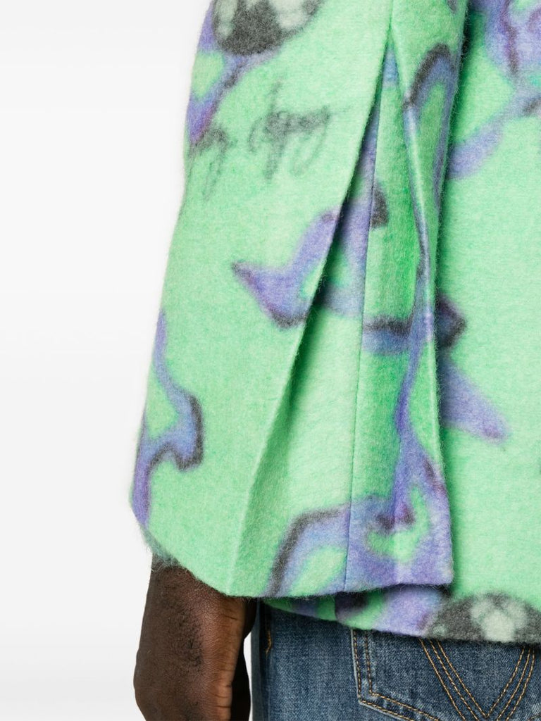 Multicoloured Floral-print Double-breasted Blazer