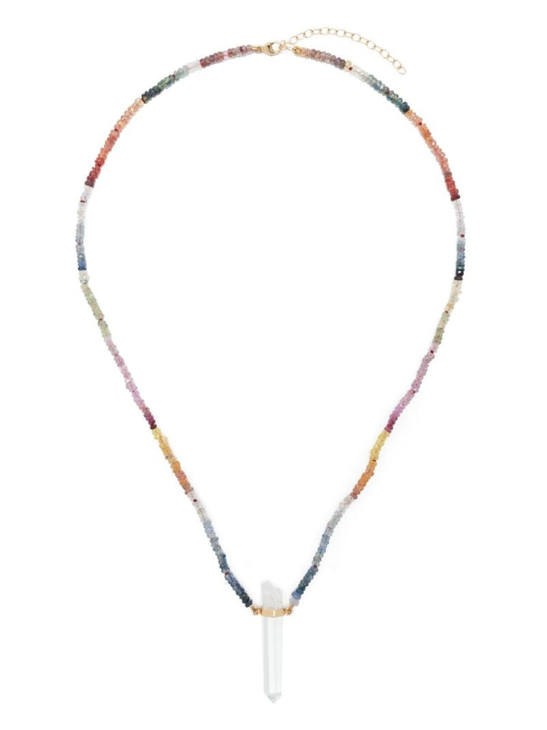 14k Yellow Gold Arizona Sapphire and Quartz Necklace
