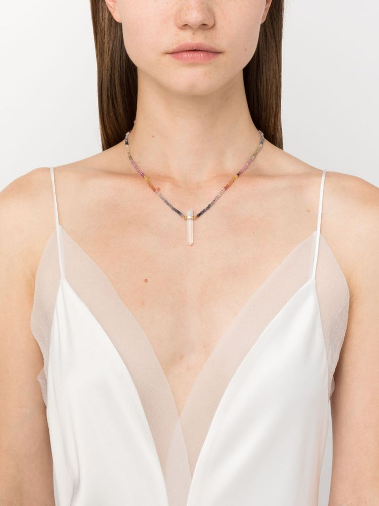 14k Yellow Gold Arizona Sapphire and Quartz Necklace