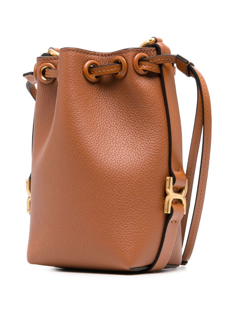 Brown Micro Marcie Leather Bucket Bag