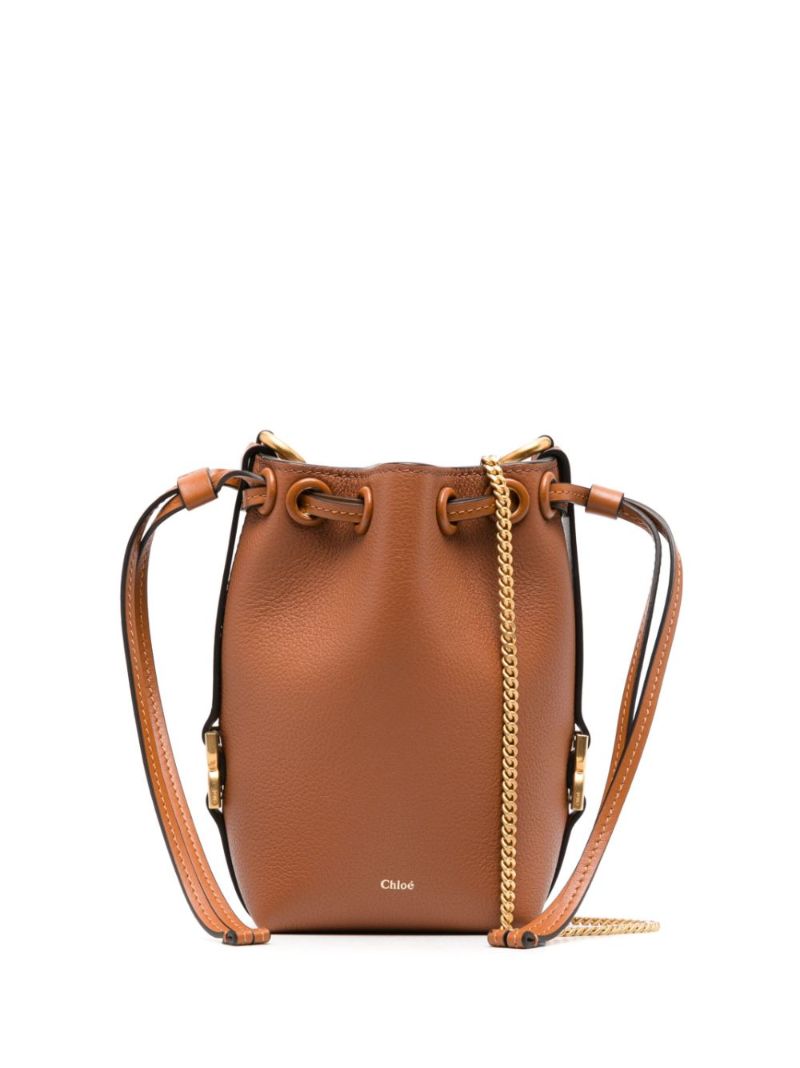 Brown Micro Marcie Leather Bucket Bag