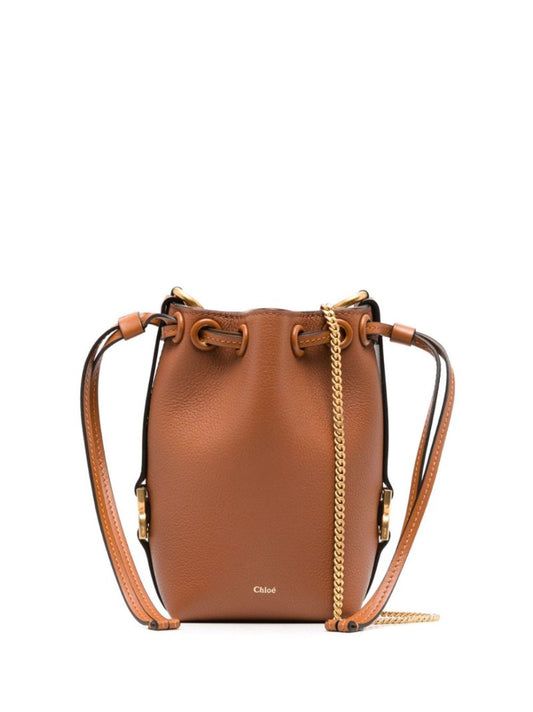 Brown Micro Marcie Leather Bucket Bag