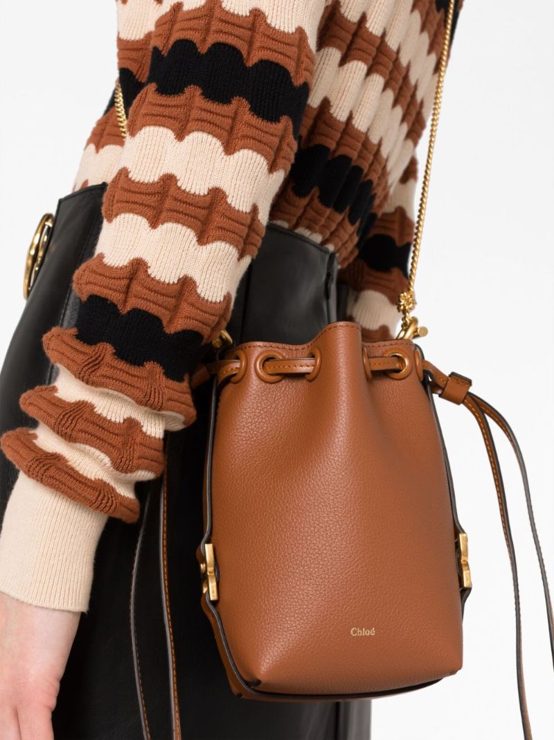 Brown Micro Marcie Leather Bucket Bag