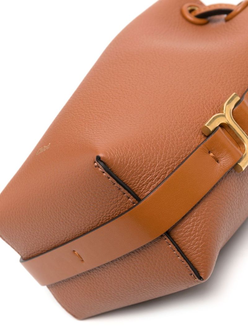 Brown Micro Marcie Leather Bucket Bag