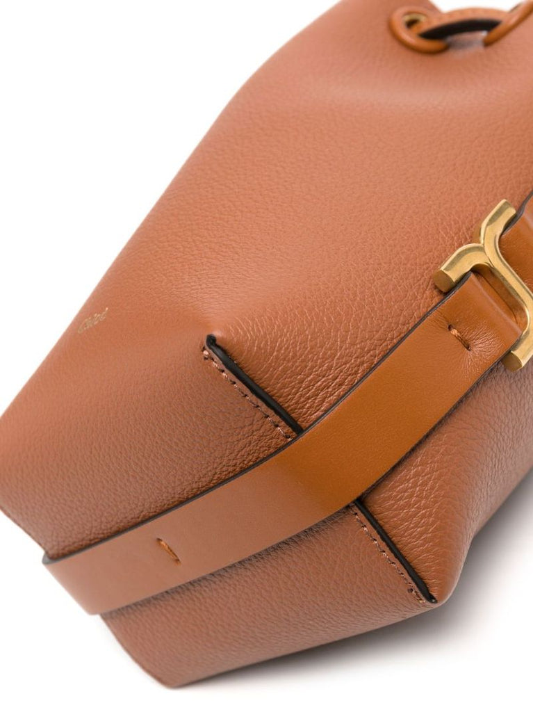 Brown Micro Marcie Leather Bucket Bag