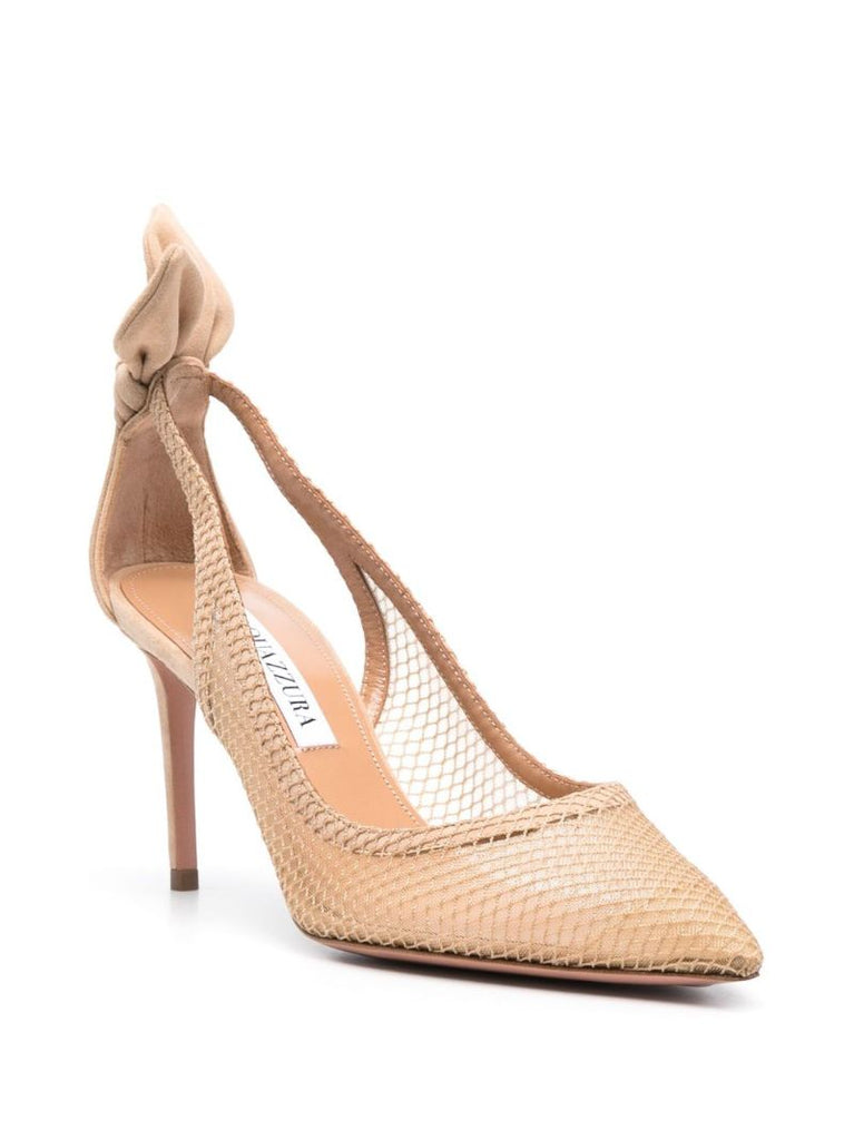Beige 85 Bow Tie Pumps