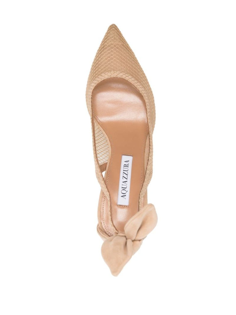 Beige 85 Bow Tie Pumps