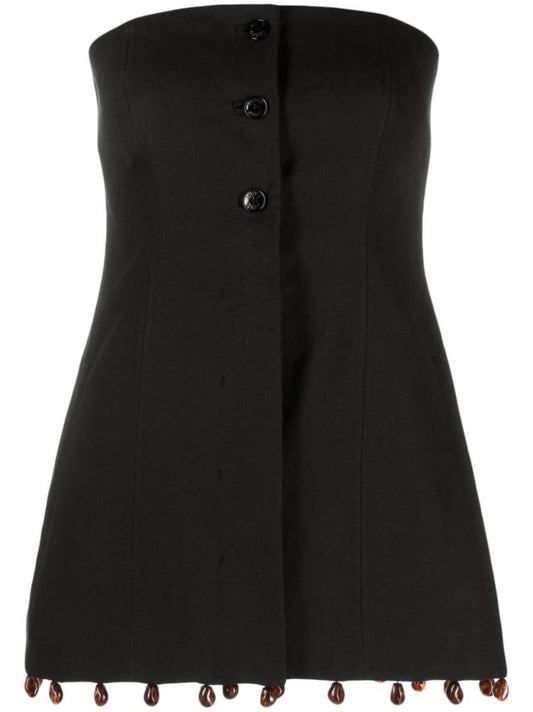 Black Beaded Hem Strapless Top