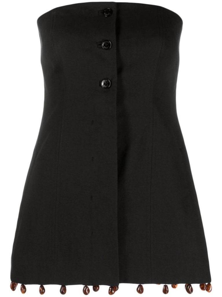 Black Beaded Hem Strapless Top