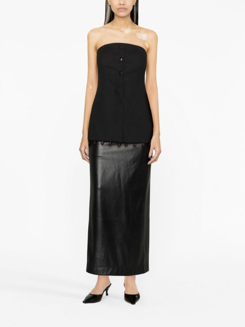 Black Beaded Hem Strapless Top