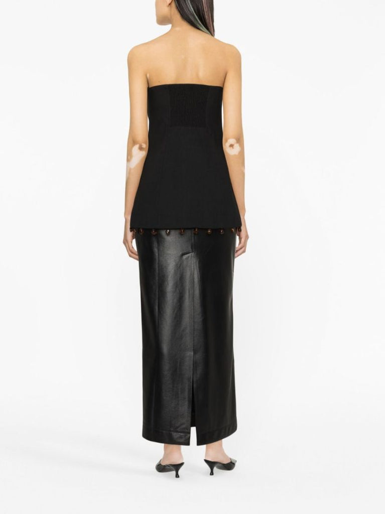Black Beaded Hem Strapless Top
