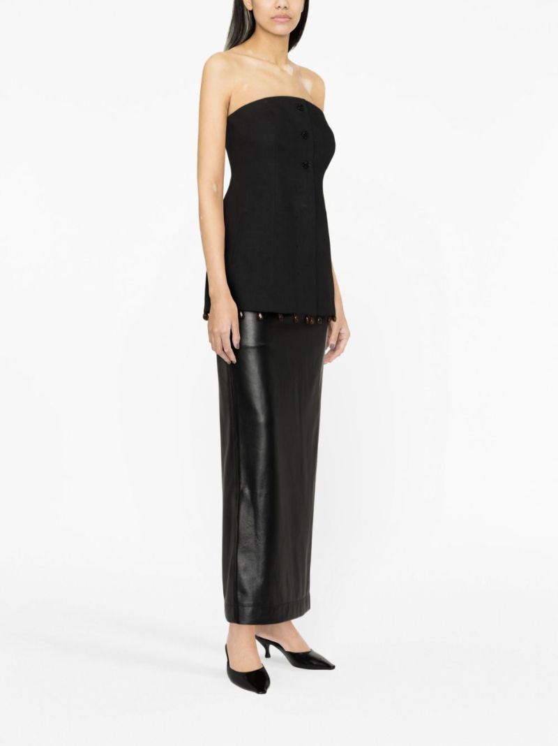 Black Beaded Hem Strapless Top